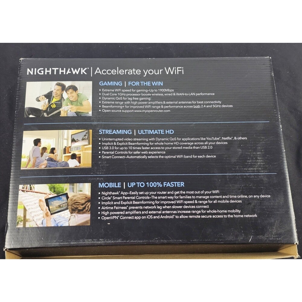 NETGEAR Nighthawk R7000 AC1900 Dual-Band WiFi Router - Picture 6 of 9